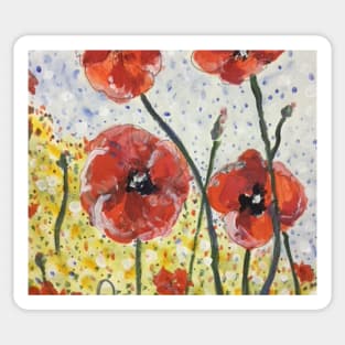 "Amapolas " (Sanish for Poppies) Original painting by Geoff Hargraves Sticker